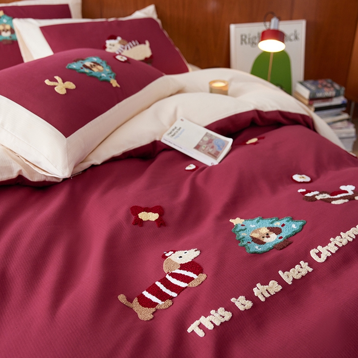 91家纺网 家纺一手货源 找家纺 （总）风向标家纺 2025新款透气软织提花磨毛卡通毛巾绣四件套-风格一