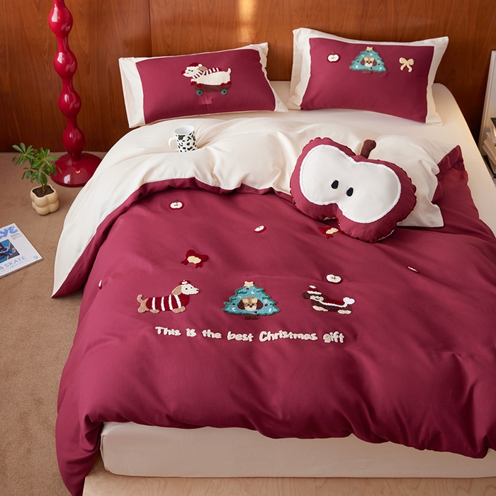 91家纺网 家纺一手货源 找家纺 （总）风向标家纺 2025新款透气软织提花磨毛卡通毛巾绣四件套-风格一