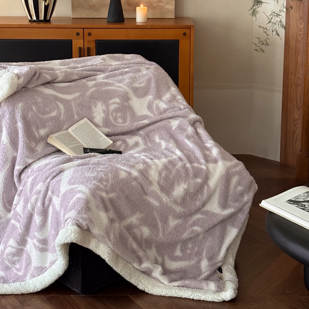 云栖家居 2025双层加厚单双人毛毯午休毯立体提花羊羔绒盖毯 赫本