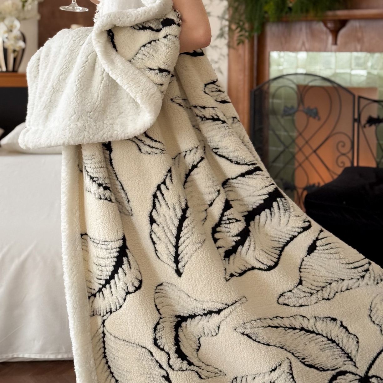 91家纺网 家纺一手货源 找家纺 云栖家居 2025双层加厚单双人毛毯午休毯立体提花羊羔绒盖毯 莫奈