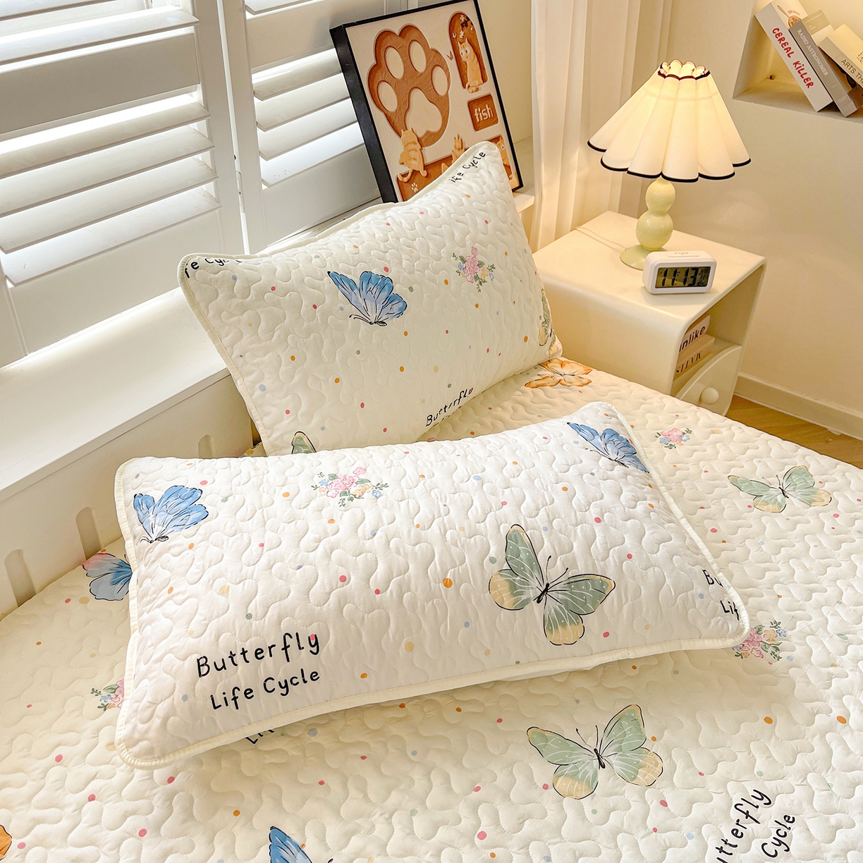 91家纺网 家纺一手货源 找家纺 笠裙 2025新款爆款A类水洗棉印花床盖四件套 床盖-比翼