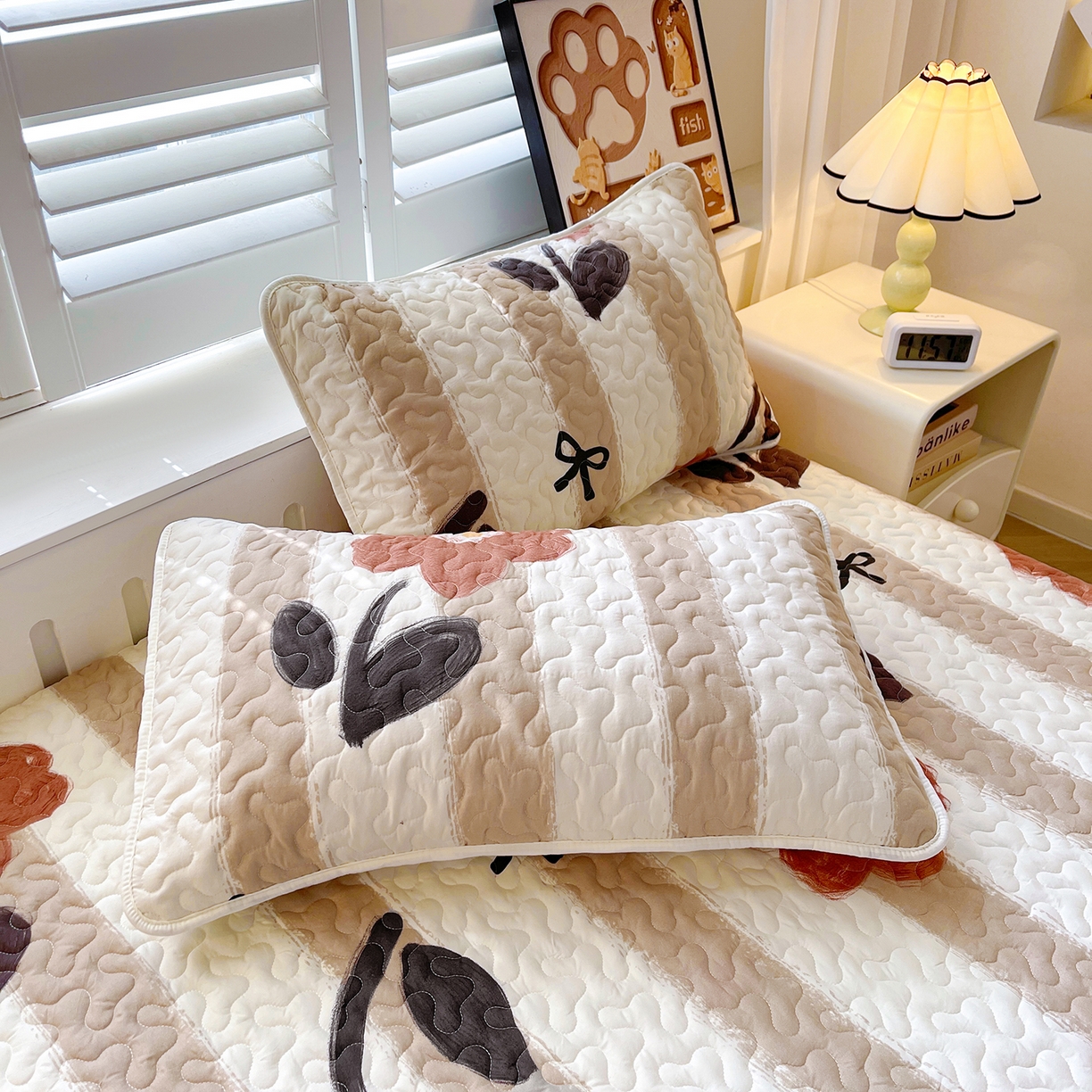 91家纺网 家纺一手货源 找家纺 笠裙 2025新款爆款A类水洗棉印花床盖四件套 床盖-宠爱