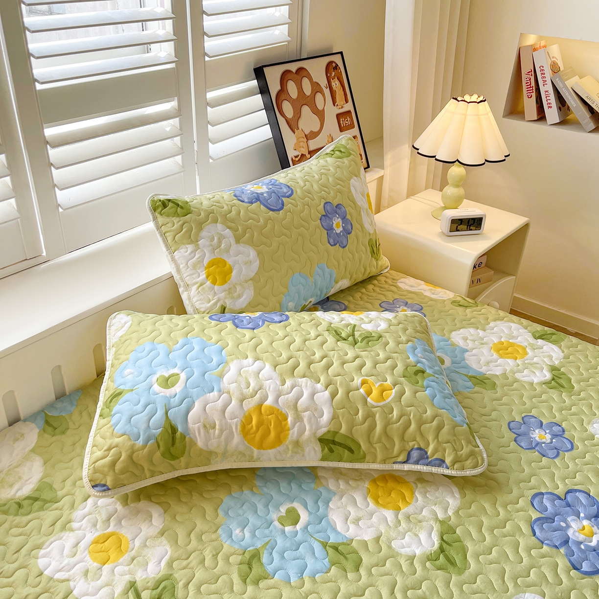 91家纺网 家纺一手货源 找家纺 笠裙 2025新款爆款A类水洗棉印花床盖四件套 床盖-花爱