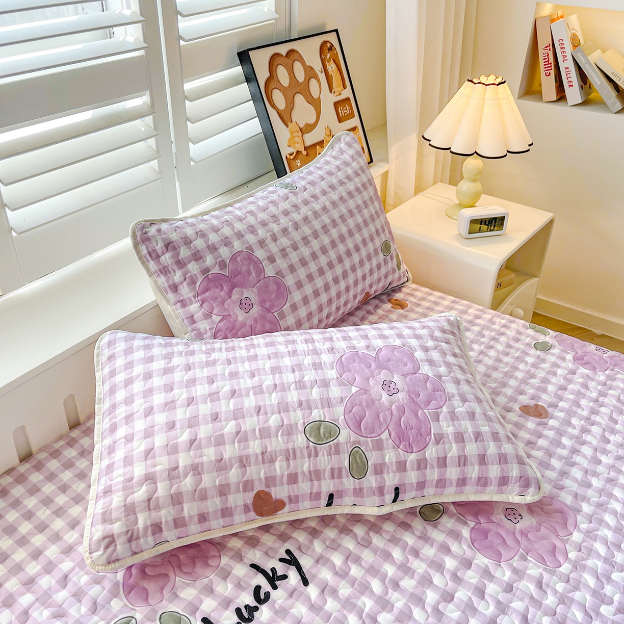 91家纺网 家纺一手货源 找家纺 笠裙 2025新款爆款A类水洗棉印花床盖四件套 床盖-花舞