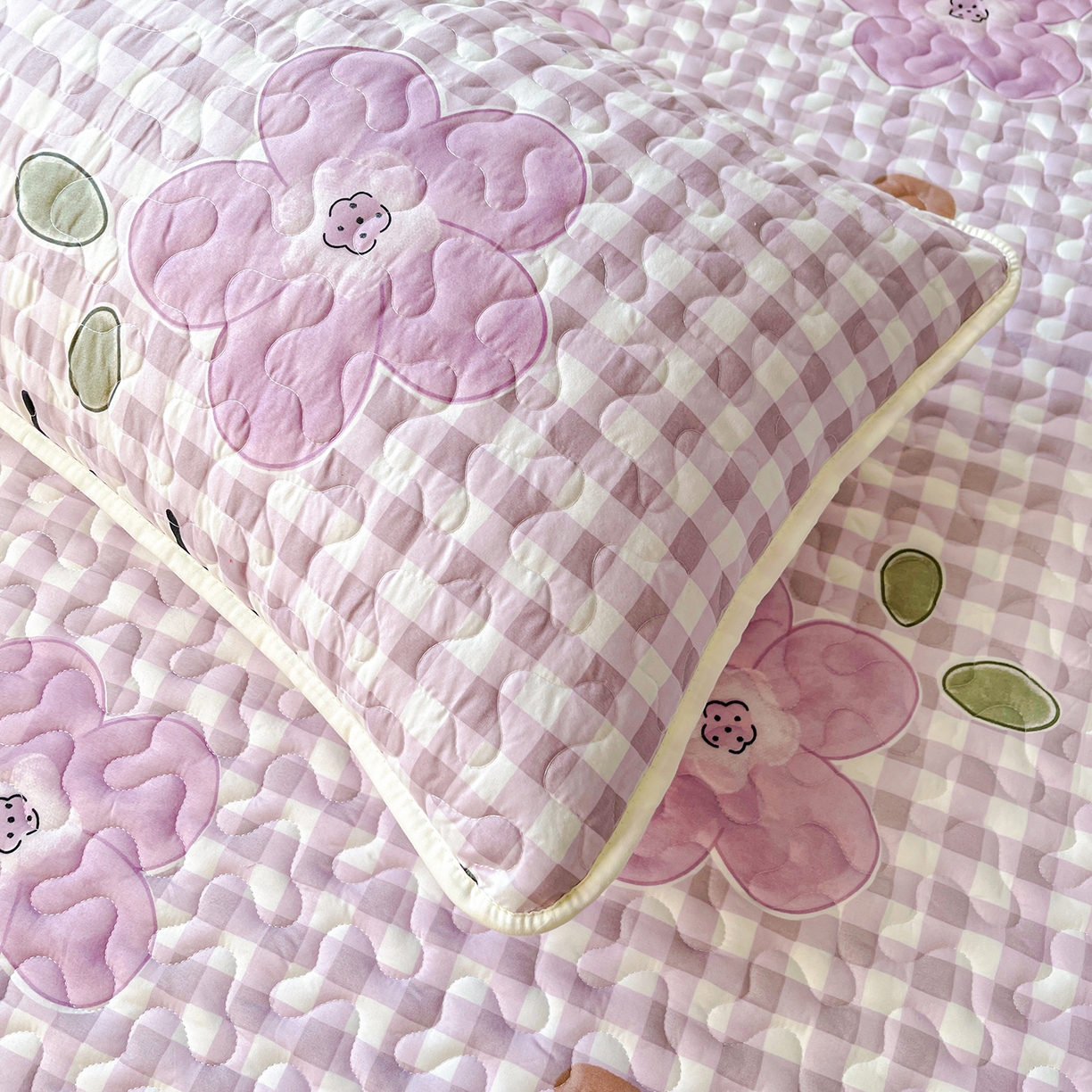 91家纺网 家纺一手货源 找家纺 笠裙 2025新款爆款A类水洗棉印花床盖四件套 床盖-花舞