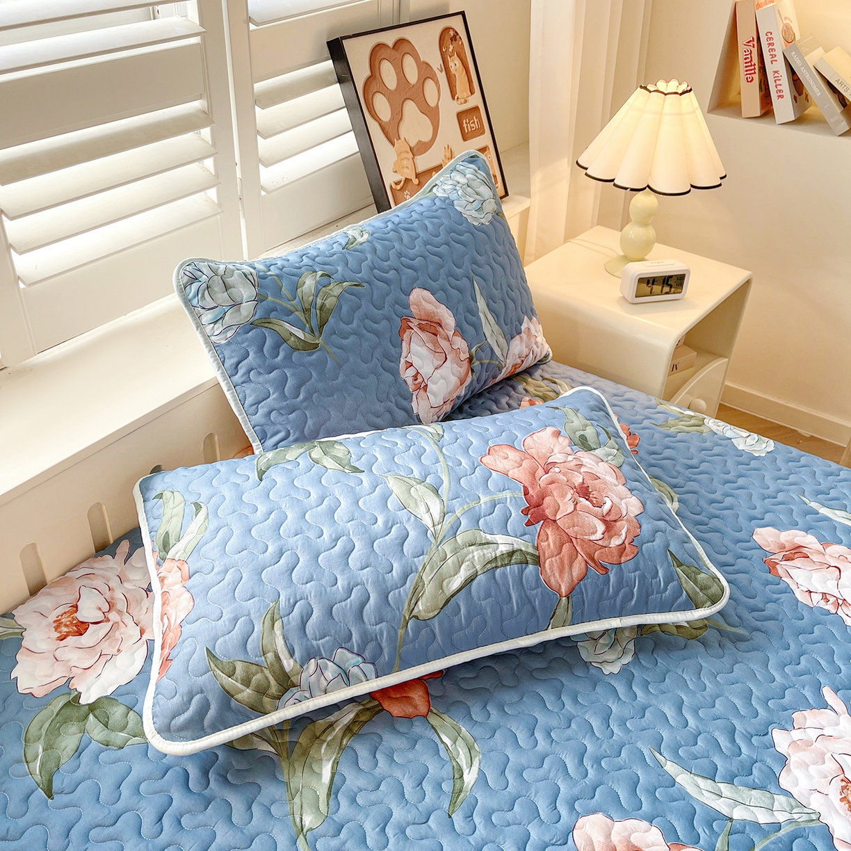 91家纺网 家纺一手货源 找家纺 笠裙 2025新款爆款A类水洗棉印花床盖四件套 床盖-婉华