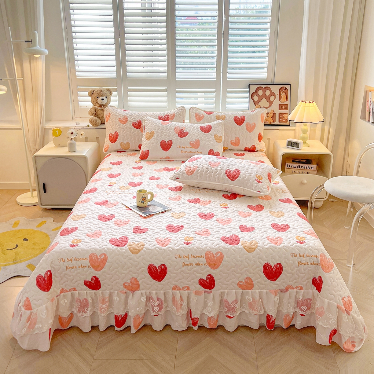 笠裙 2025新款爆款A类水洗棉印花床盖四件套 床盖-心尚