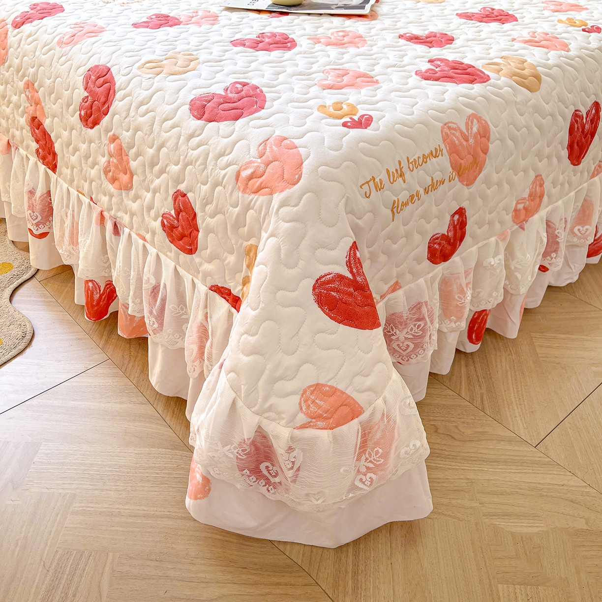 91家纺网 家纺一手货源 找家纺 笠裙 2025新款爆款A类水洗棉印花床盖四件套 床盖-心尚