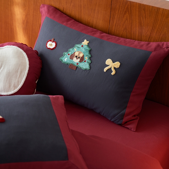 91家纺网 家纺一手货源 找家纺 风向标家纺 2025新款透气软织提花磨毛卡通毛巾绣四件套-风格一 苹果狗-蓝