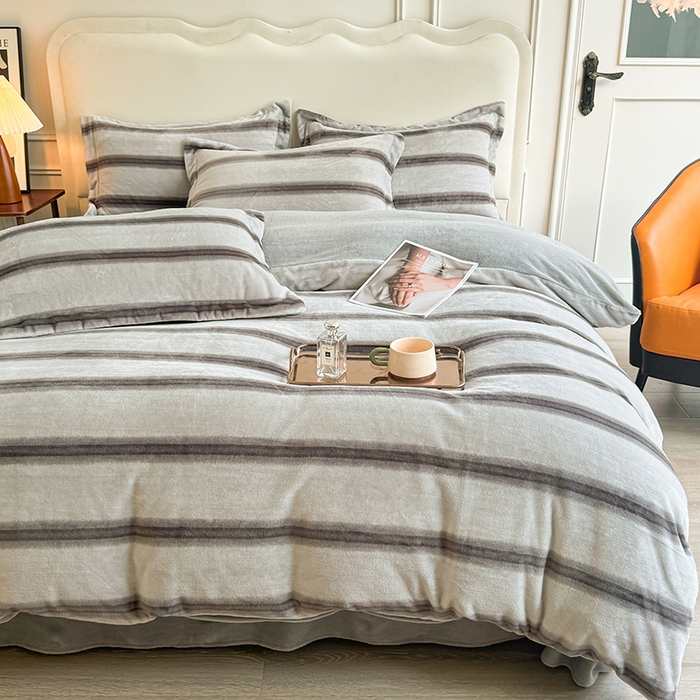 91家纺网 家纺一手货源 找家纺 （总）菡宝 2025新款简约良品风牛奶绒四件套-查尔斯系列 支持定做定制尺寸