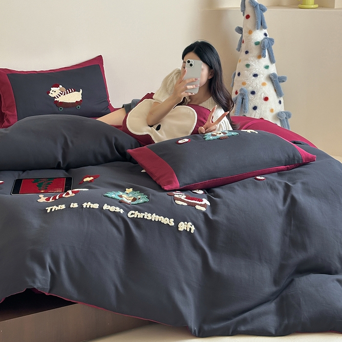 91家纺网 家纺一手货源 找家纺 （总）风向标家纺 2025新款透气软织提花磨毛卡通毛巾绣四件套-风格二