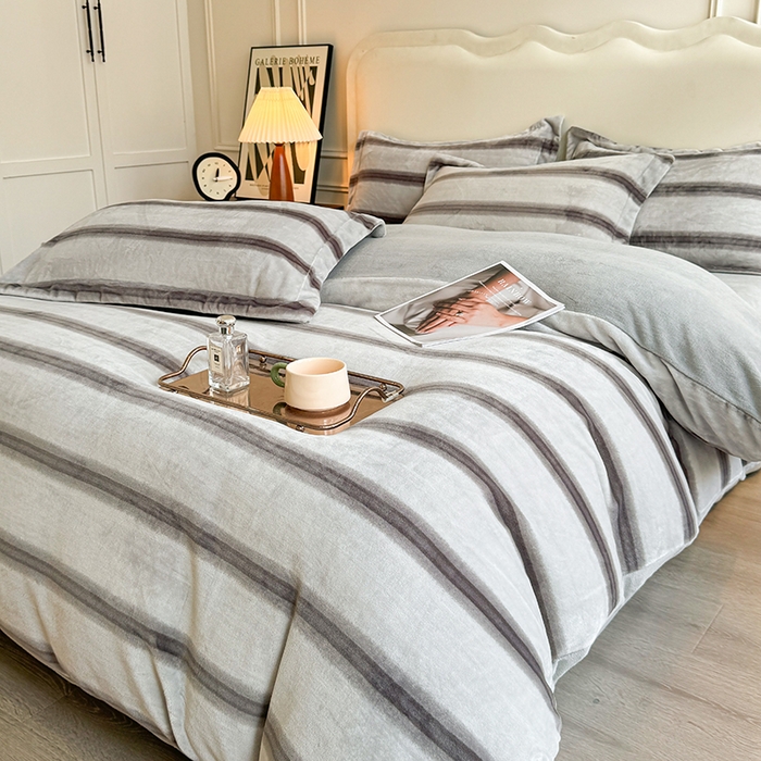 91家纺网 家纺一手货源 找家纺 （总）菡宝 2025新款简约良品风牛奶绒四件套-查尔斯系列 支持定做定制尺寸