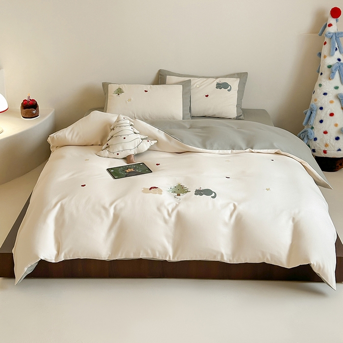 91家纺网 家纺一手货源 找家纺 （总）风向标家纺 2025新款透气软织提花磨毛卡通毛巾绣四件套-风格二