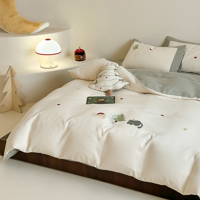 91家纺网 家纺一手货源 找家纺 （总）风向标家纺 2025新款透气软织提花磨毛卡通毛巾绣四件套-风格二