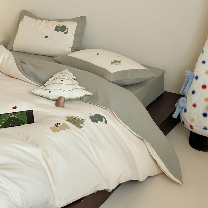 91家纺网 家纺一手货源 找家纺 （总）风向标家纺 2025新款透气软织提花磨毛卡通毛巾绣四件套-风格二