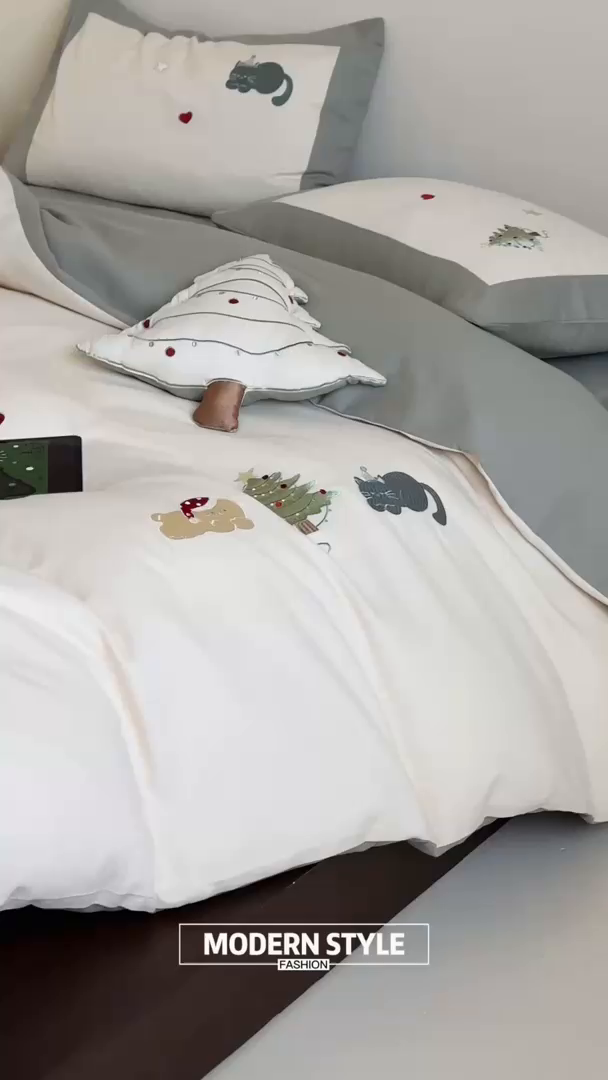 91家纺网 家纺一手货源 找家纺 （总）风向标家纺 2025新款透气软织提花磨毛卡通毛巾绣四件套-风格二