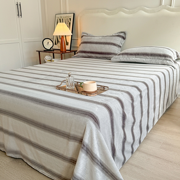 91家纺网 家纺一手货源 找家纺 菡宝 2025新款简约良品风牛奶绒四件套-查尔斯系列 支持定做定制尺寸 查尔斯-灰