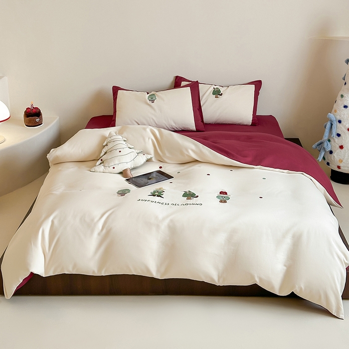 91家纺网 家纺一手货源 找家纺 风向标家纺 2025新款透气软织提花磨毛卡通毛巾绣四件套-风格二 圣诞小怪兽