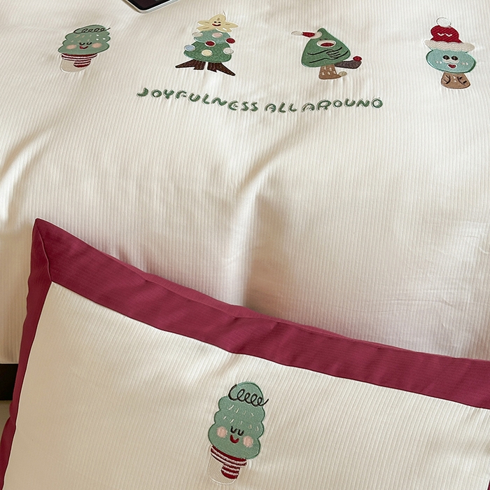 91家纺网 家纺一手货源 找家纺 风向标家纺 2025新款透气软织提花磨毛卡通毛巾绣四件套-风格二 圣诞小怪兽