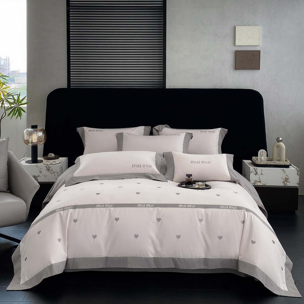 91家纺网 家纺一手货源 找家纺 高端A类加厚保暖全棉磨毛四件套纯棉被套奢侈品同款刺绣轻奢床笠款秋冬床上用品 桃之夭夭-芸粉