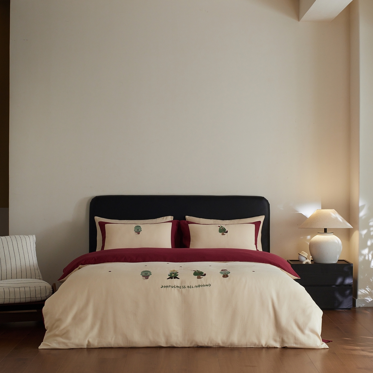 91家纺网 家纺一手货源 找家纺 风向标家纺 2025新款透气软织提花磨毛卡通毛巾绣四件套-风格三 圣诞小怪兽