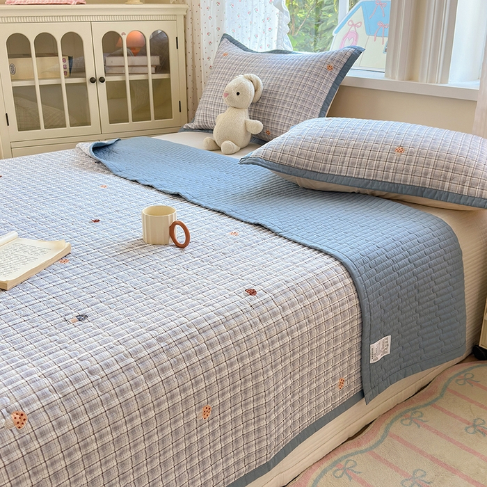 91家纺网 家纺一手货源 找家纺 美优兰 2025新款双面全棉水洗床盖 蘑菇格