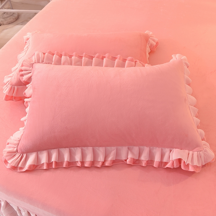 91家纺网 家纺一手货源 找家纺 后庭寝室 2025新款韩式花边牛奶绒四件套-香香公主系列 香香公主-粉玉