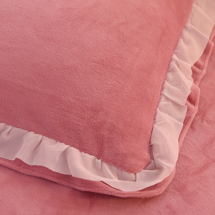 91家纺网 家纺一手货源 找家纺 后庭寝室 2025新款韩式花边牛奶绒四件套-香香公主系列 香香公主-豆沙