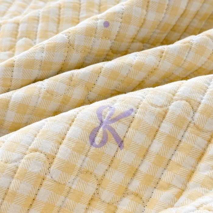 91家纺网 家纺一手货源 找家纺 美优兰 2025新款双面全棉水洗床盖 黄色小格