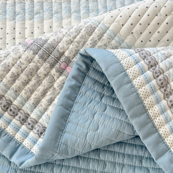 91家纺网 家纺一手货源 找家纺 美优兰 2025新款双面全棉水洗床盖 蓝汐