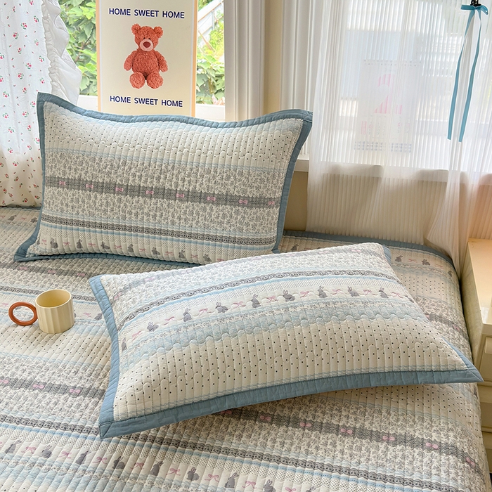 91家纺网 家纺一手货源 找家纺 美优兰 2025新款双面全棉水洗床盖 蓝汐