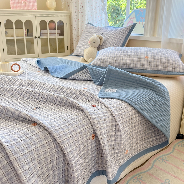 91家纺网 家纺一手货源 找家纺 美优兰 2025新款双面全棉水洗床盖 蘑菇格