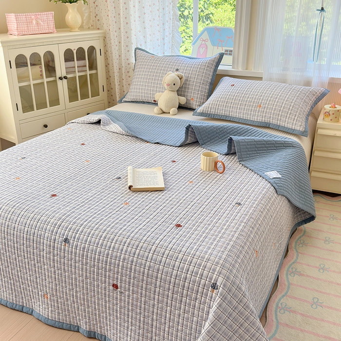 91家纺网 家纺一手货源 找家纺 美优兰 2025新款双面全棉水洗床盖 蘑菇格