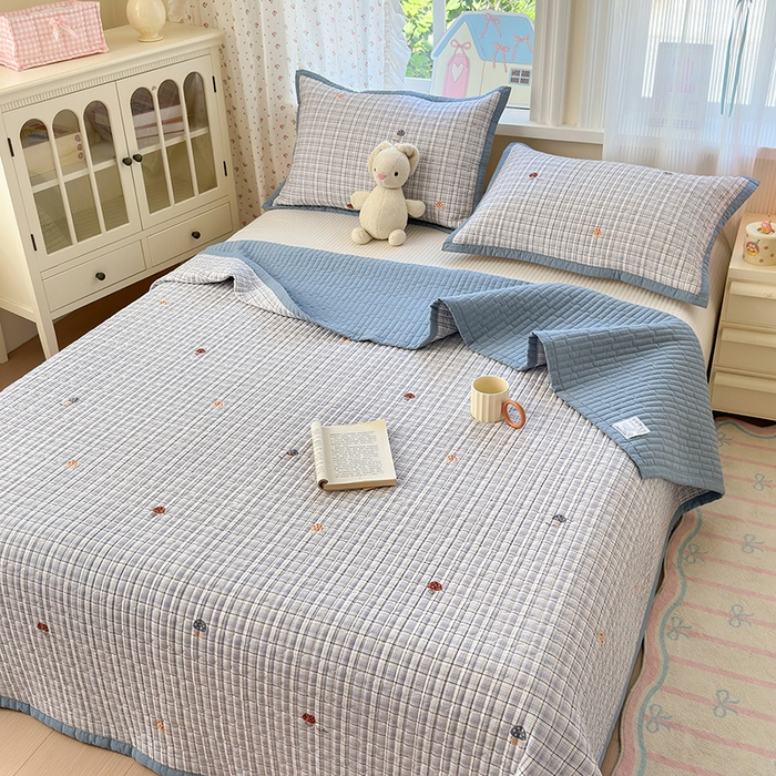 91家纺网 家纺一手货源 找家纺 美优兰 2025新款双面全棉水洗床盖 蘑菇格