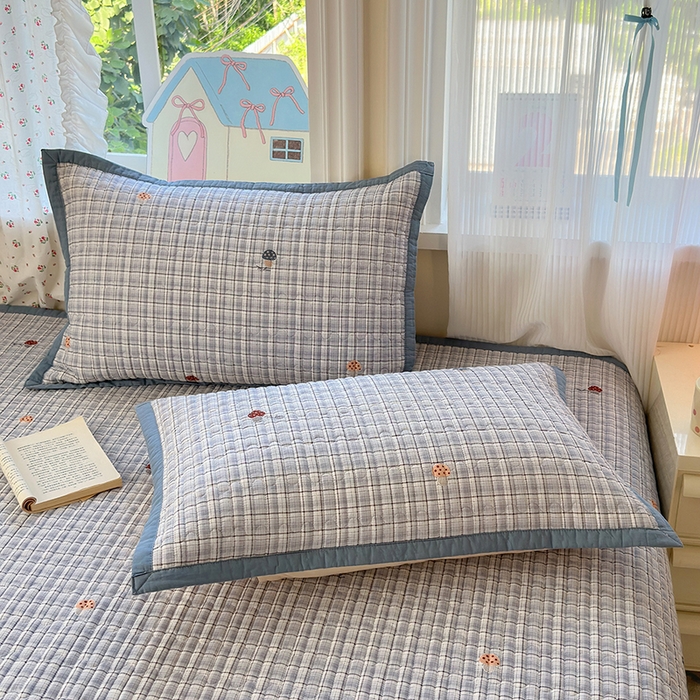 91家纺网 家纺一手货源 找家纺 美优兰 2025新款双面全棉水洗床盖 蘑菇格