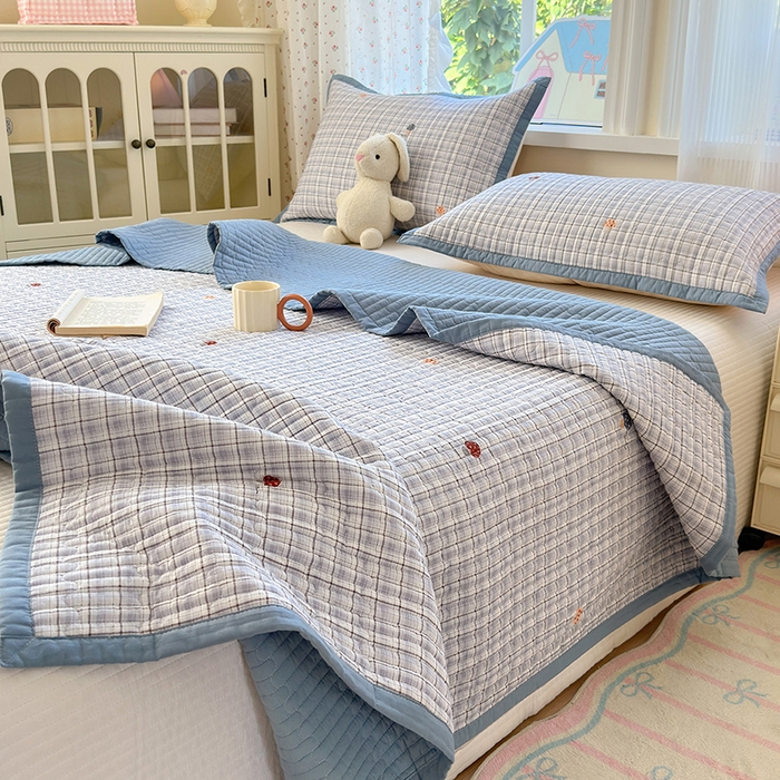 91家纺网 家纺一手货源 找家纺 美优兰 2025新款双面全棉水洗床盖 蘑菇格