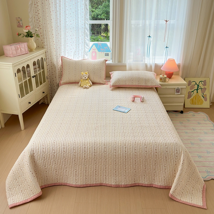 91家纺网 家纺一手货源 找家纺 美优兰 2025新款双面全棉水洗床盖 塞纳花园