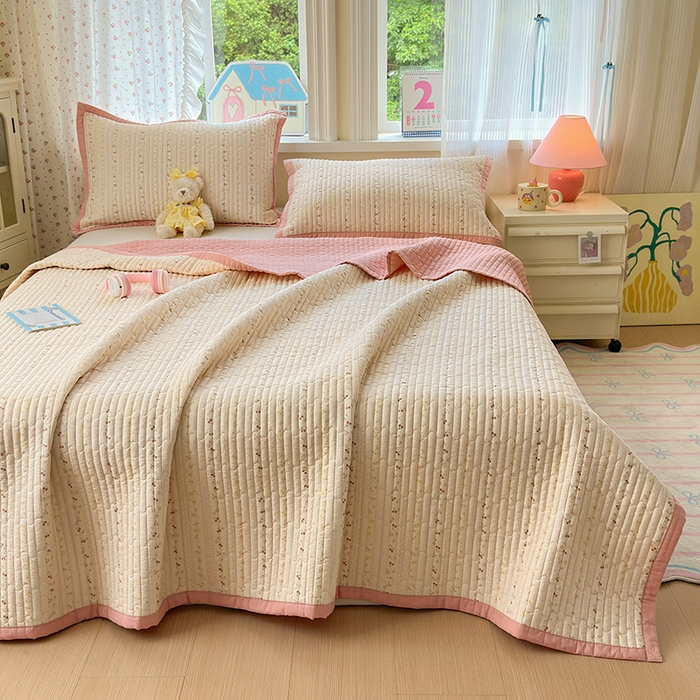 91家纺网 家纺一手货源 找家纺 美优兰 2025新款双面全棉水洗床盖 塞纳花园