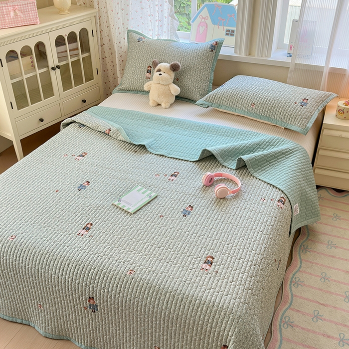 91家纺网 家纺一手货源 找家纺 美优兰 2025新款双面全棉水洗床盖 跳舞女孩