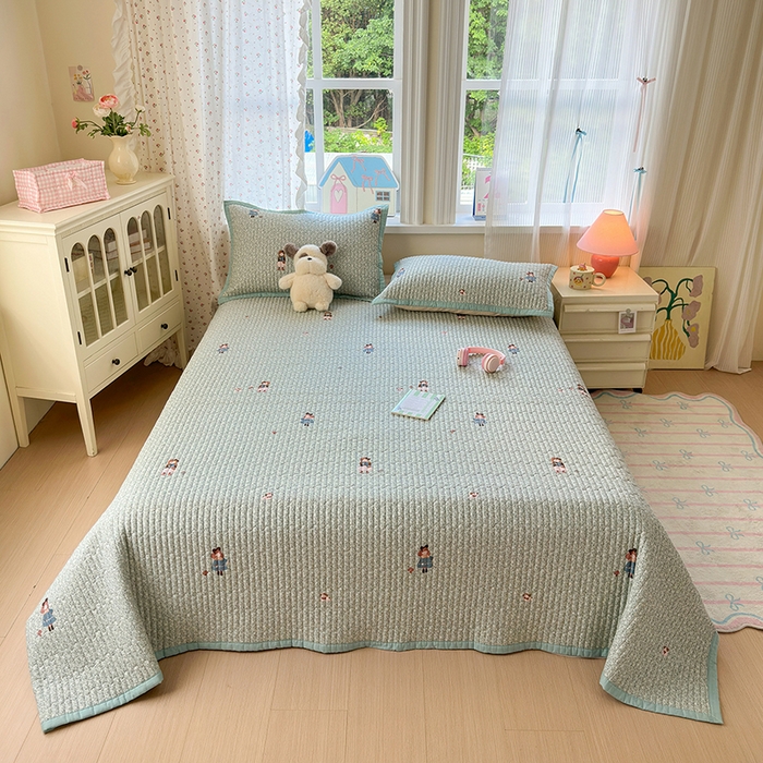 91家纺网 家纺一手货源 找家纺 美优兰 2025新款双面全棉水洗床盖 跳舞女孩