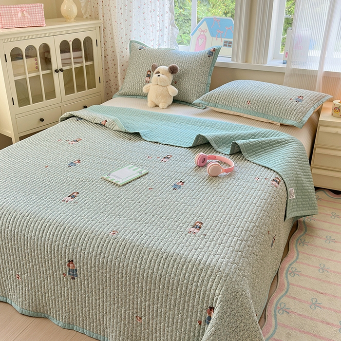 91家纺网 家纺一手货源 找家纺 美优兰 2025新款双面全棉水洗床盖 跳舞女孩