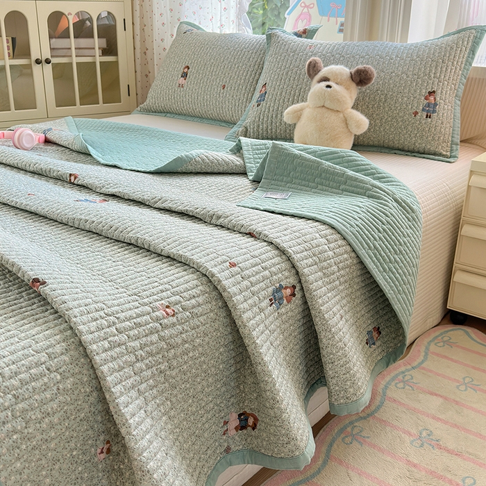 91家纺网 家纺一手货源 找家纺 美优兰 2025新款双面全棉水洗床盖 跳舞女孩