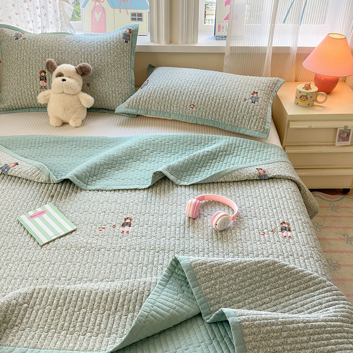 91家纺网 家纺一手货源 找家纺 美优兰 2025新款双面全棉水洗床盖 跳舞女孩