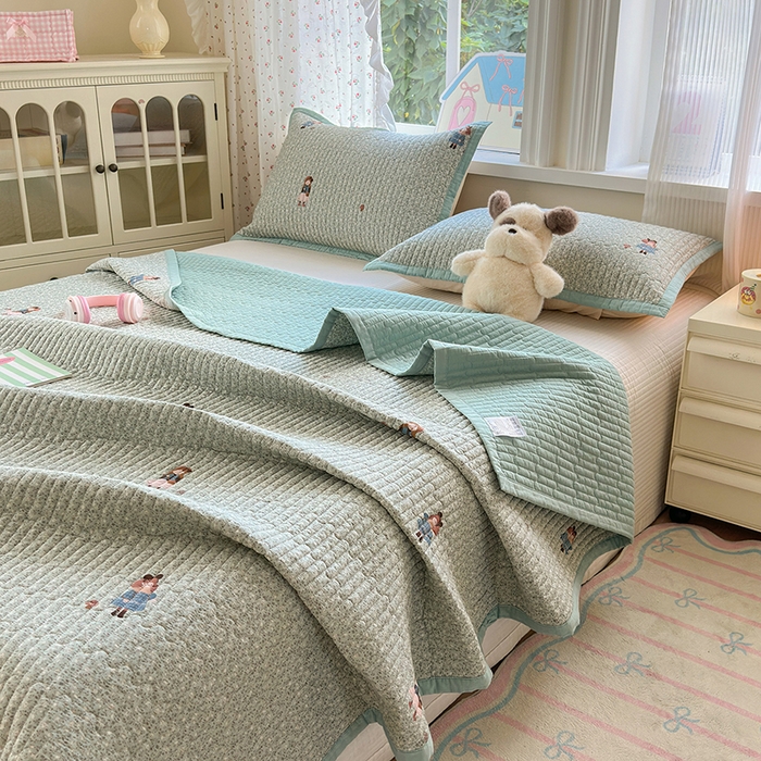 91家纺网 家纺一手货源 找家纺 美优兰 2025新款双面全棉水洗床盖 跳舞女孩