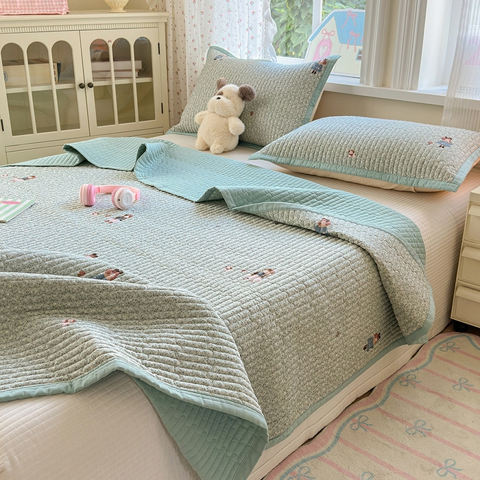 91家纺网 家纺一手货源 找家纺 美优兰 2025新款双面全棉水洗床盖 跳舞女孩