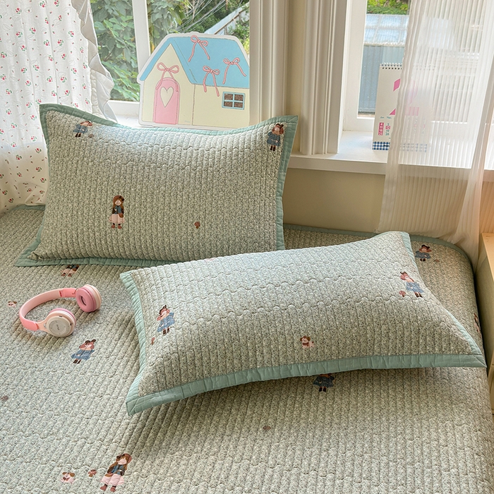 91家纺网 家纺一手货源 找家纺 美优兰 2025新款双面全棉水洗床盖 跳舞女孩