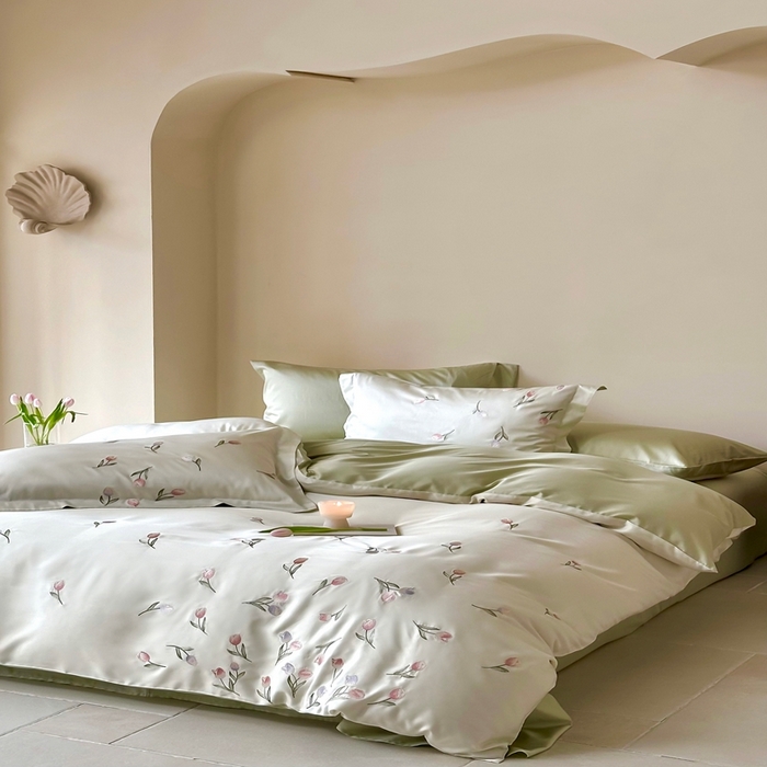 91家纺网 家纺一手货源 找家纺 （总）佳汐蓝家纺 2025新款春夏新品TENCEL兰精天丝四件套绣花系列