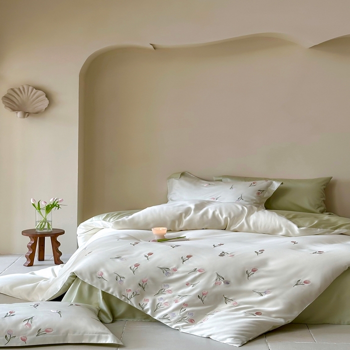 91家纺网 家纺一手货源 找家纺 （总）佳汐蓝家纺 2025新款春夏新品TENCEL兰精天丝四件套绣花系列