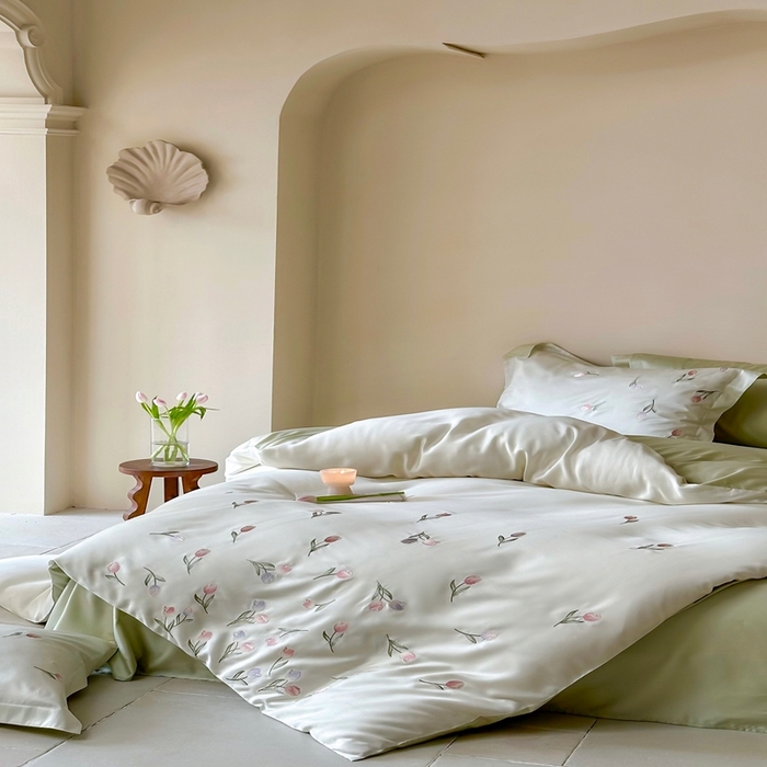 91家纺网 家纺一手货源 找家纺 （总）佳汐蓝家纺 2025新款春夏新品TENCEL兰精天丝四件套绣花系列