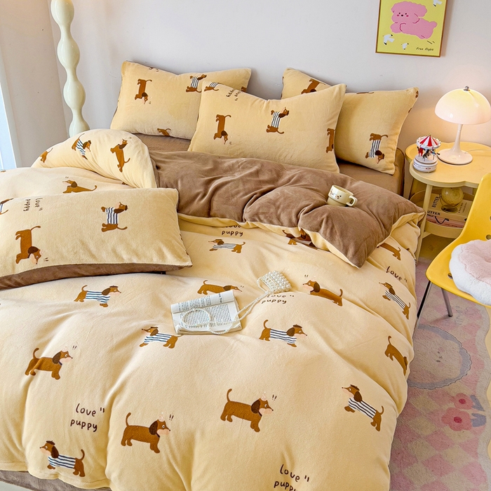 91家纺网 家纺一手货源 找家纺 （总）麦瑞家纺 2025新款印花牛奶绒四件套跑量款